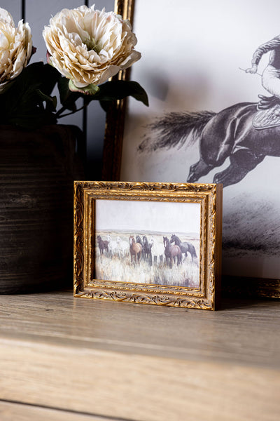 Wild Horses | French Brass Gold Mould Framed Art