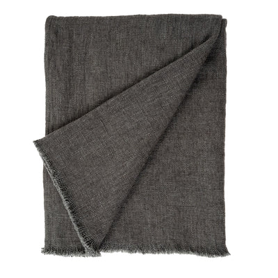 Selena Linen End of Bed Blanket, Dark Grey