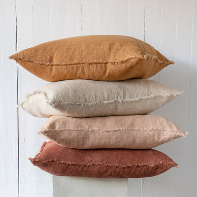 24x24 Lina Linen Pillow, Burnt Umber