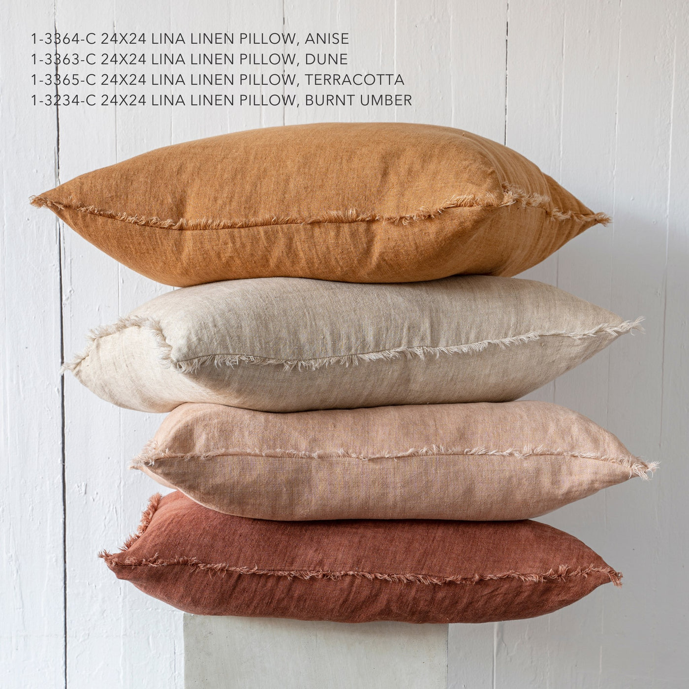 24x24 Lina Linen Pillow, Burnt Umber