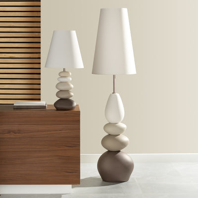 Oslo Ceramic Multi Stacked Stone Floor Lamp 62.75"