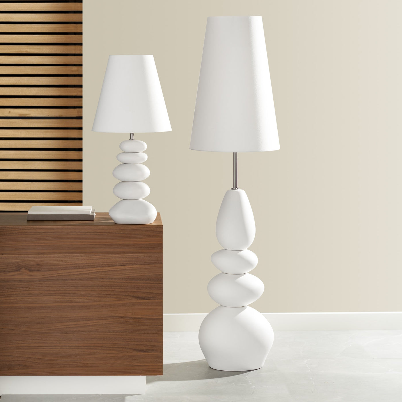 Oslo Ceramic White Stacked Stone 27h" Table Lamp