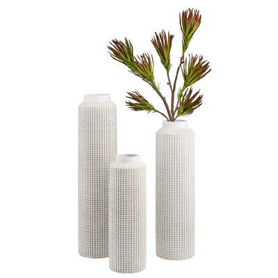 Allic Grid Carved Resin Vase - 16.5"