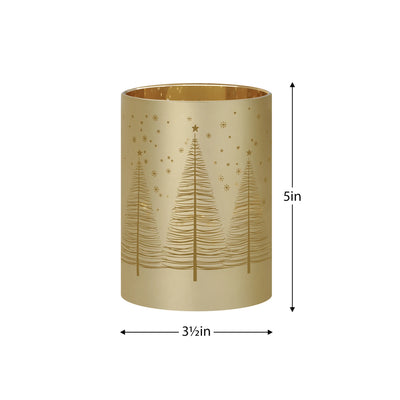 Silhouette Tree Gold 3.5x5" LED Hurricane Lamp