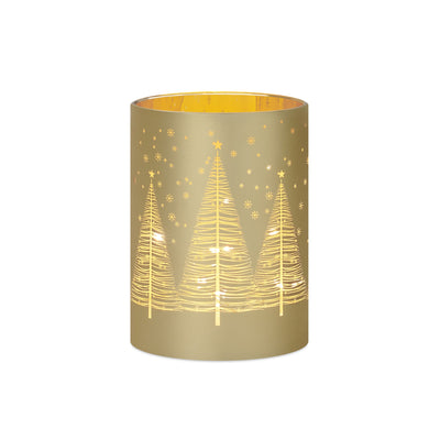 Silhouette Tree Gold 3.5x5" LED Hurricane Lamp