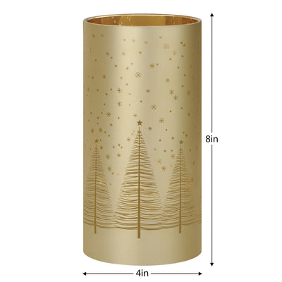 Silhouette Tree Gold 4x8" LED Hurricane Lamp
