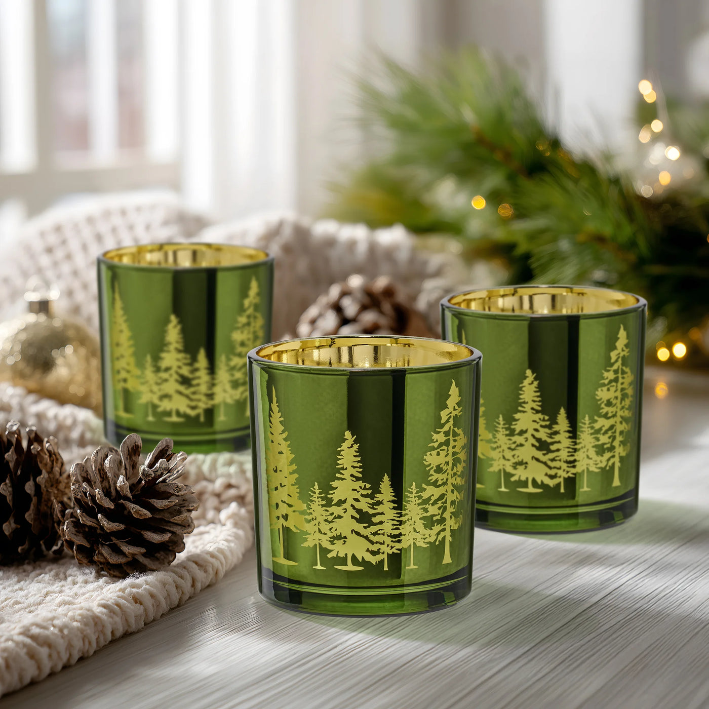Pine Ridge Silhouette Green/Gold 3pc Gift Set 3x3"