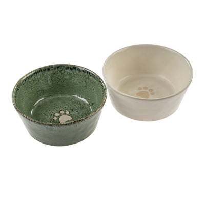 Paw Print Pet Bowl - White