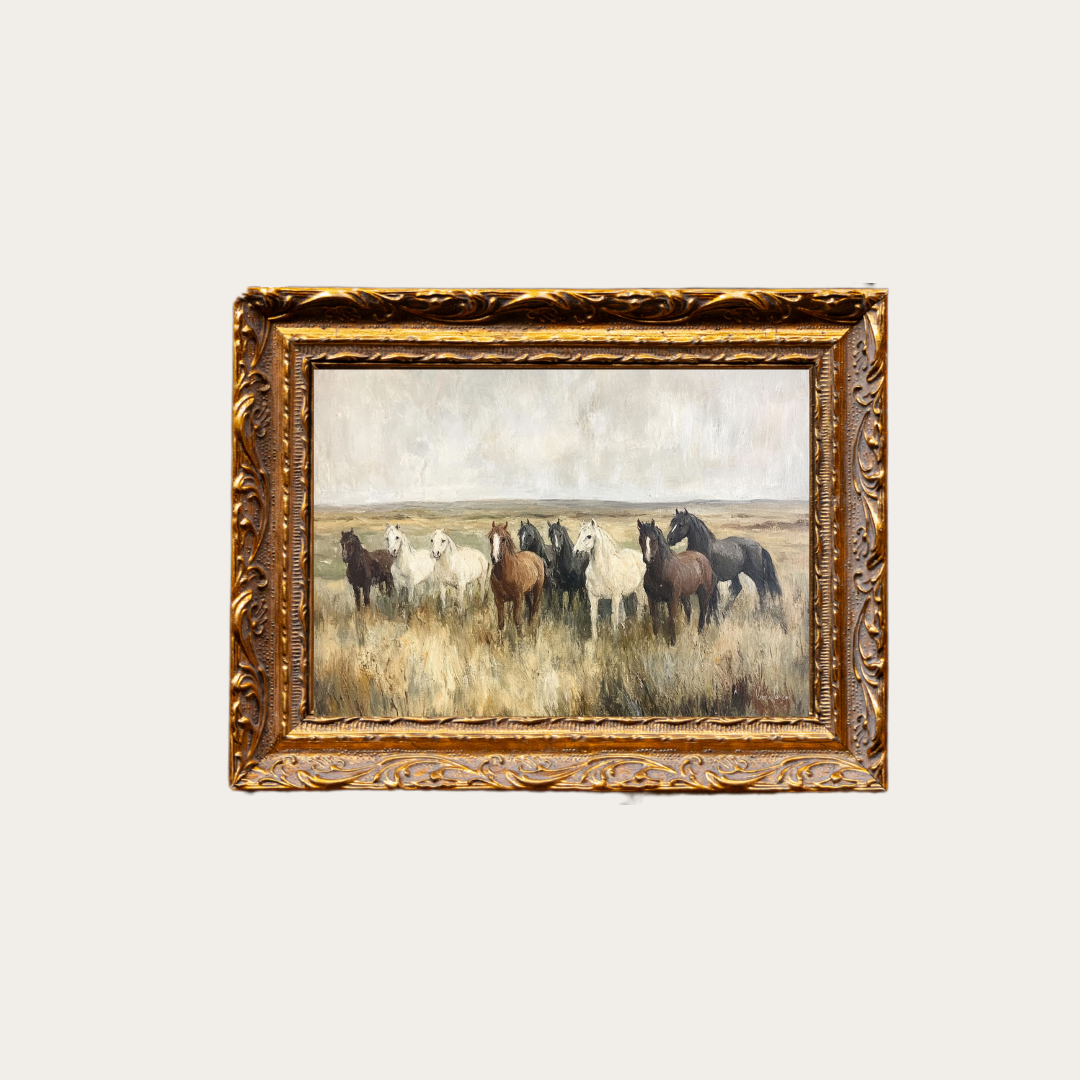 Wild Horses | French Brass Gold Mould Framed Art