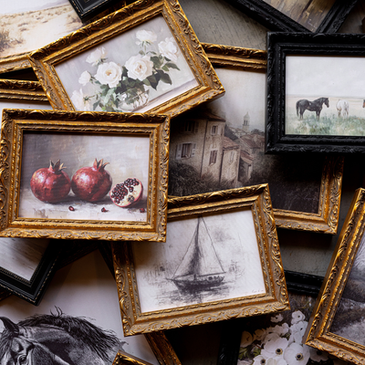 Highland Cow Herd | French Brass Gold Mould Framed Art