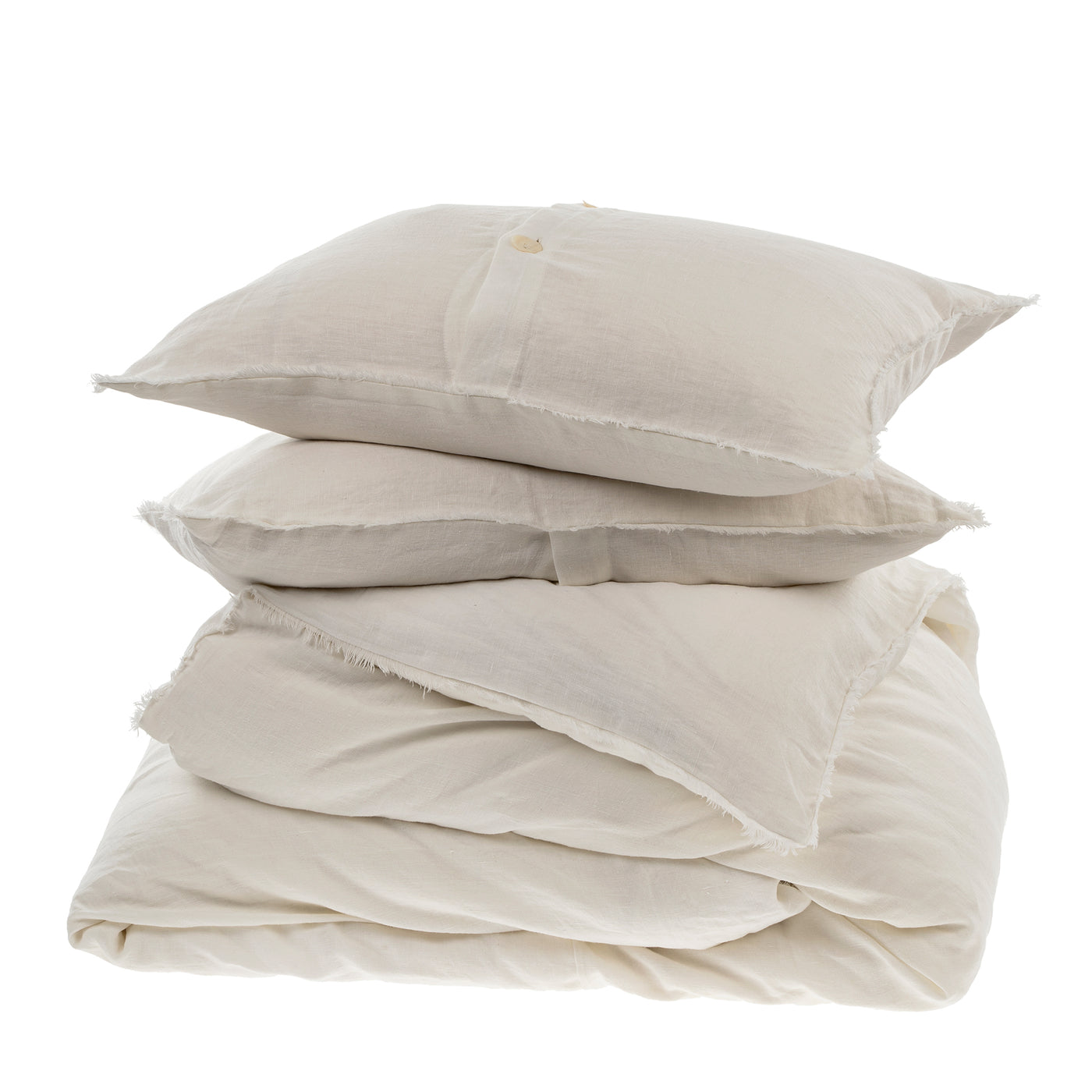 Lina Linen Duvet Set, Ivory- KING
