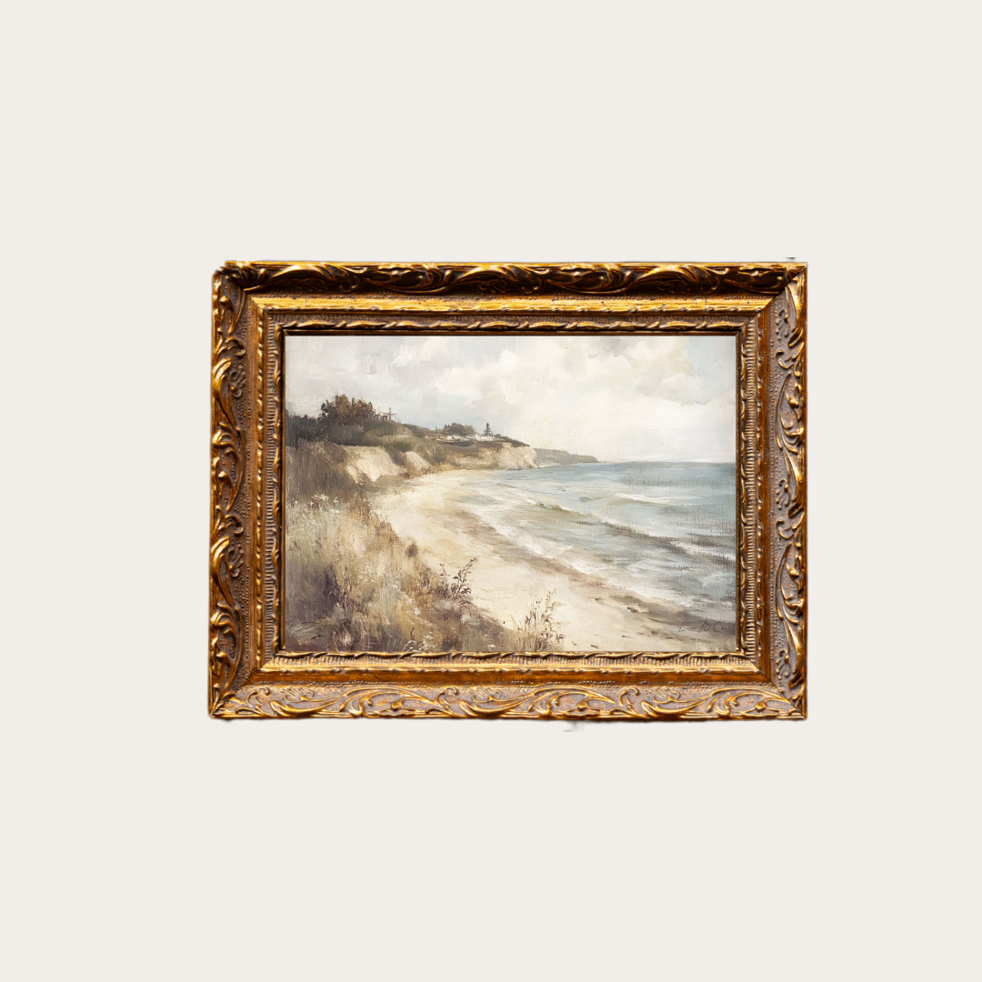 Vintage Coastline | French Brass Gold Mould Framed Art