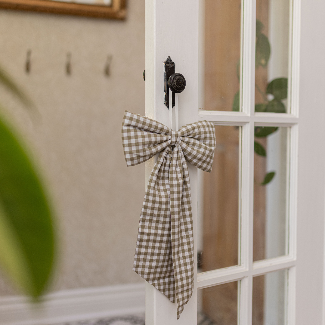 Bow Gingham Green Fabric