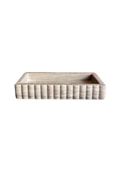 Scalloped Marble Fluted Bridge Tray Beige