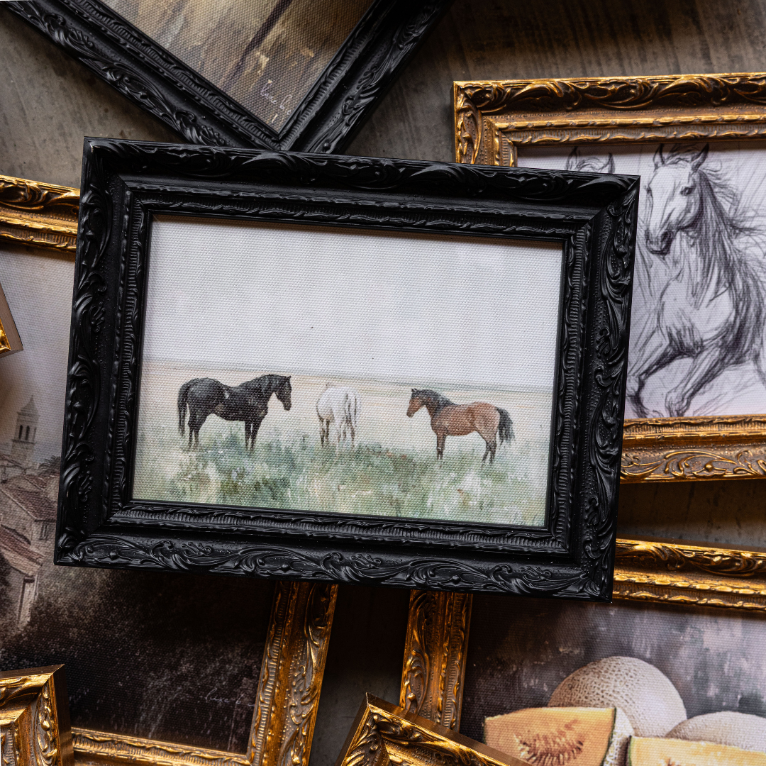 Highland Cow Herd | French Brass Gold Mould Framed Art