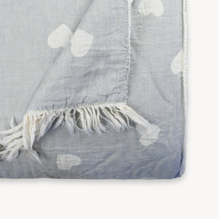 Fleece  Lined Throw - Have a Heart GREY