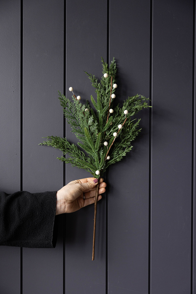 White Plum Berry Norfolk Cypress Real Touch Stems 22"