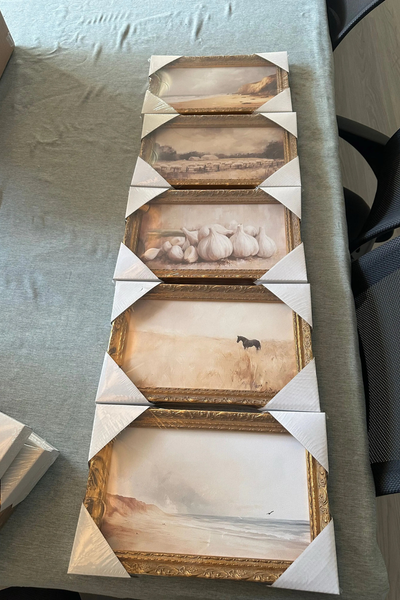 Highland Cow Herd | French Brass Gold Mould Framed Art