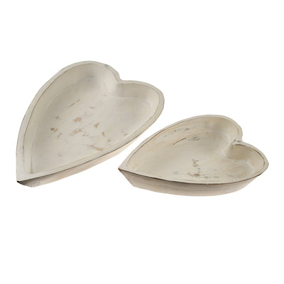 Wooden Heart Bowl, Whitewash