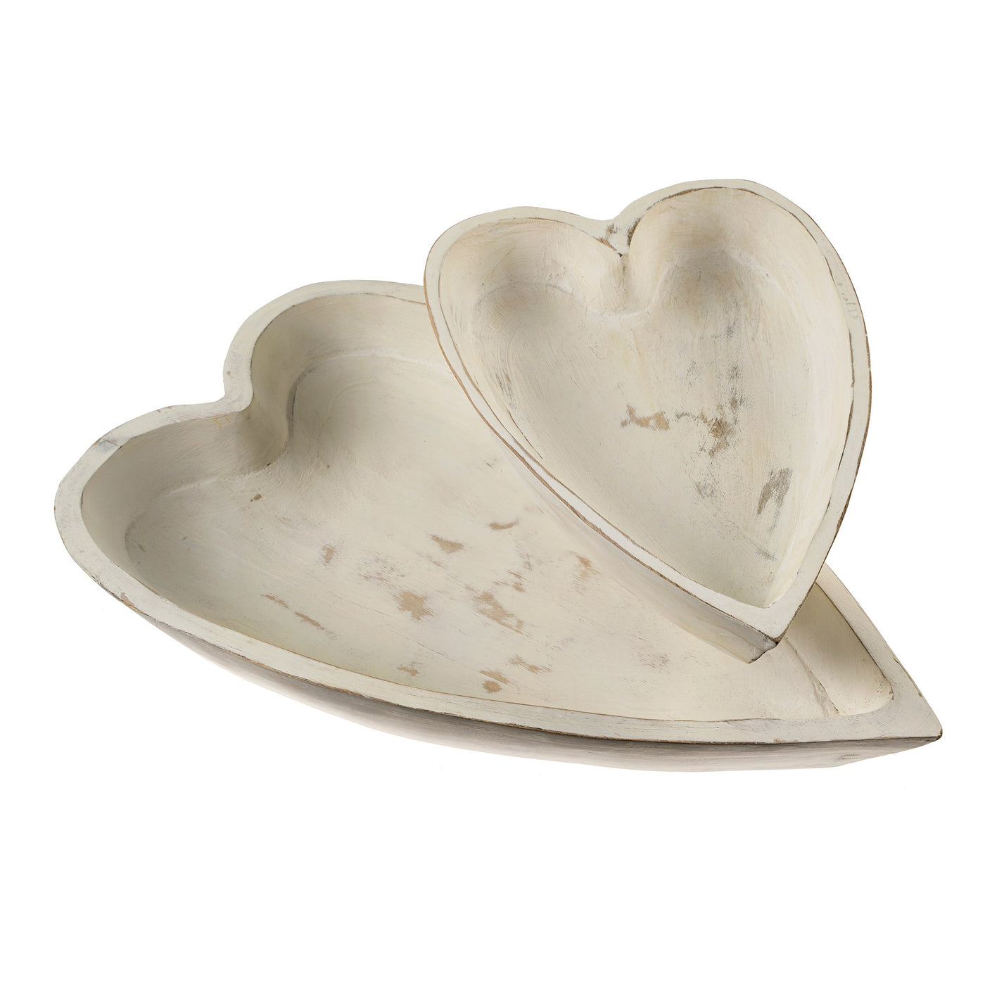 Wooden Heart Bowl, Whitewash