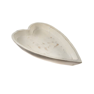 Wooden Heart Bowl, Whitewash