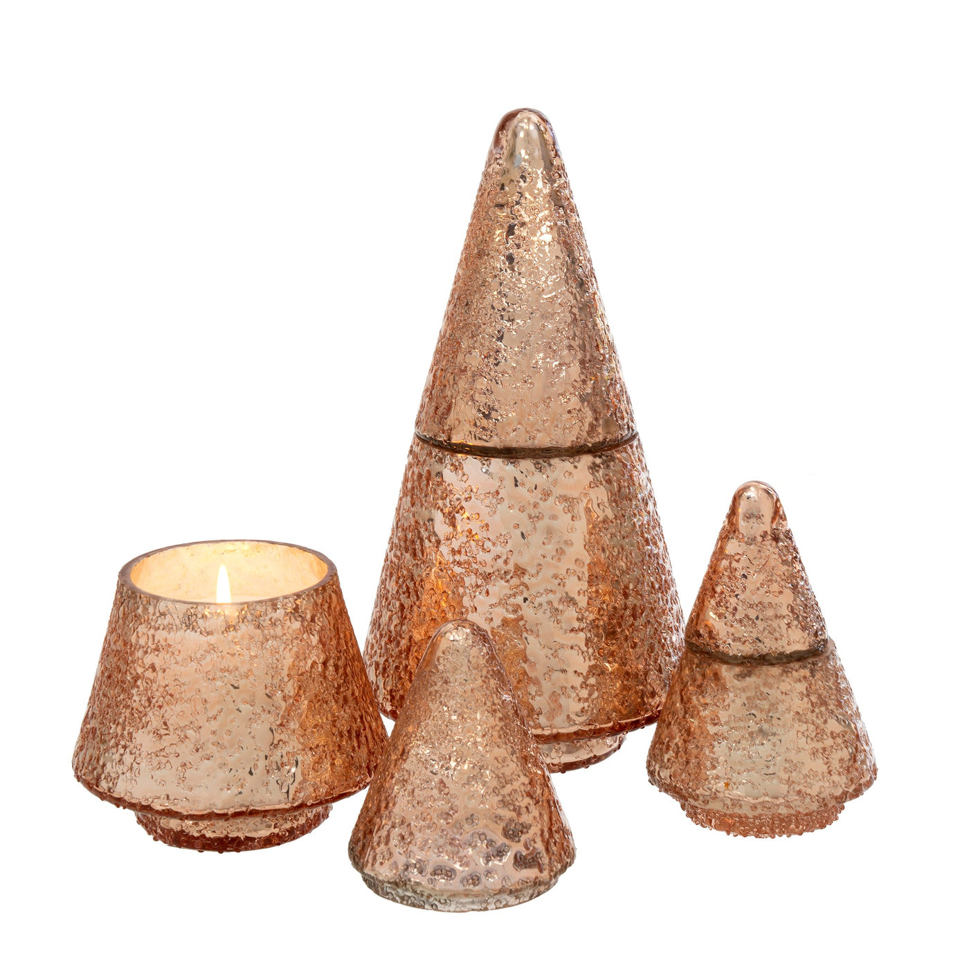 Shimmer Tree Candle L, Rose Gold - Amber Spruce