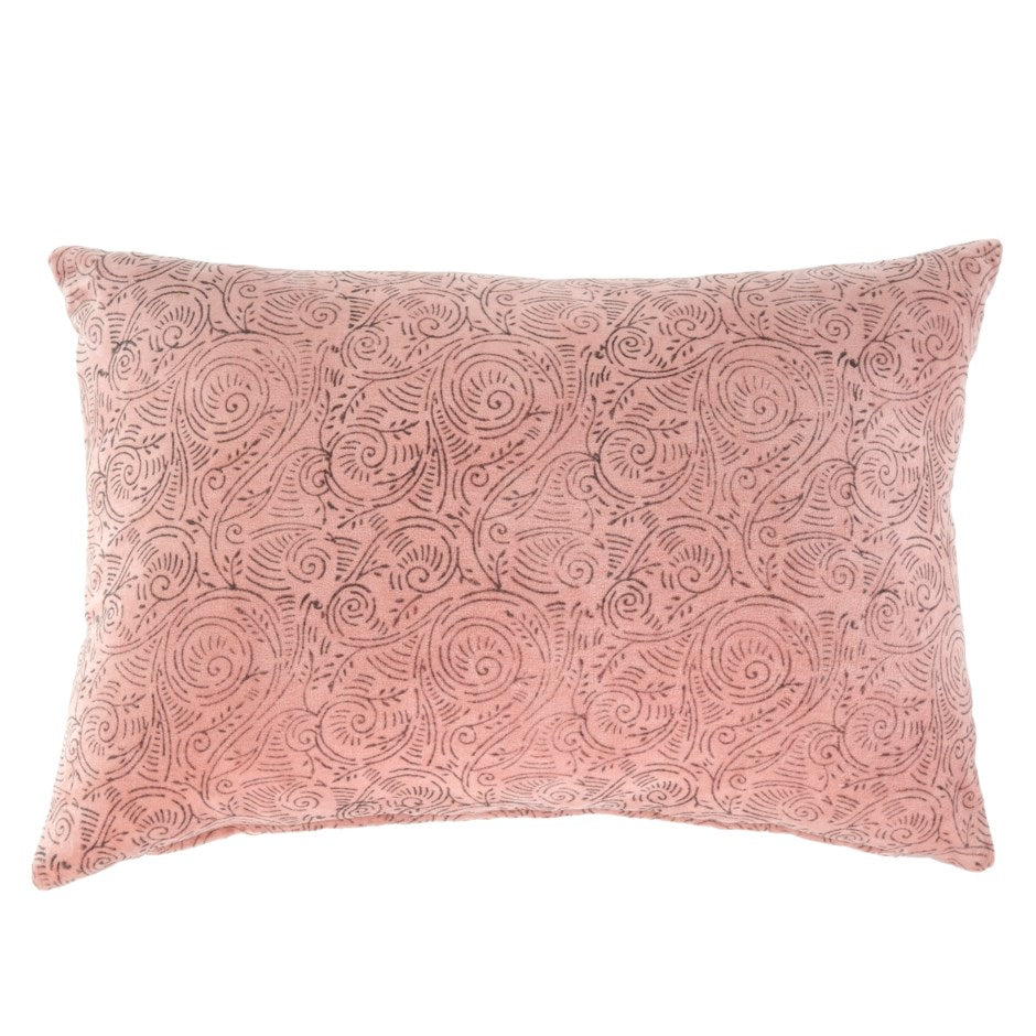 Printed Velvet Pillow - Blush Rose