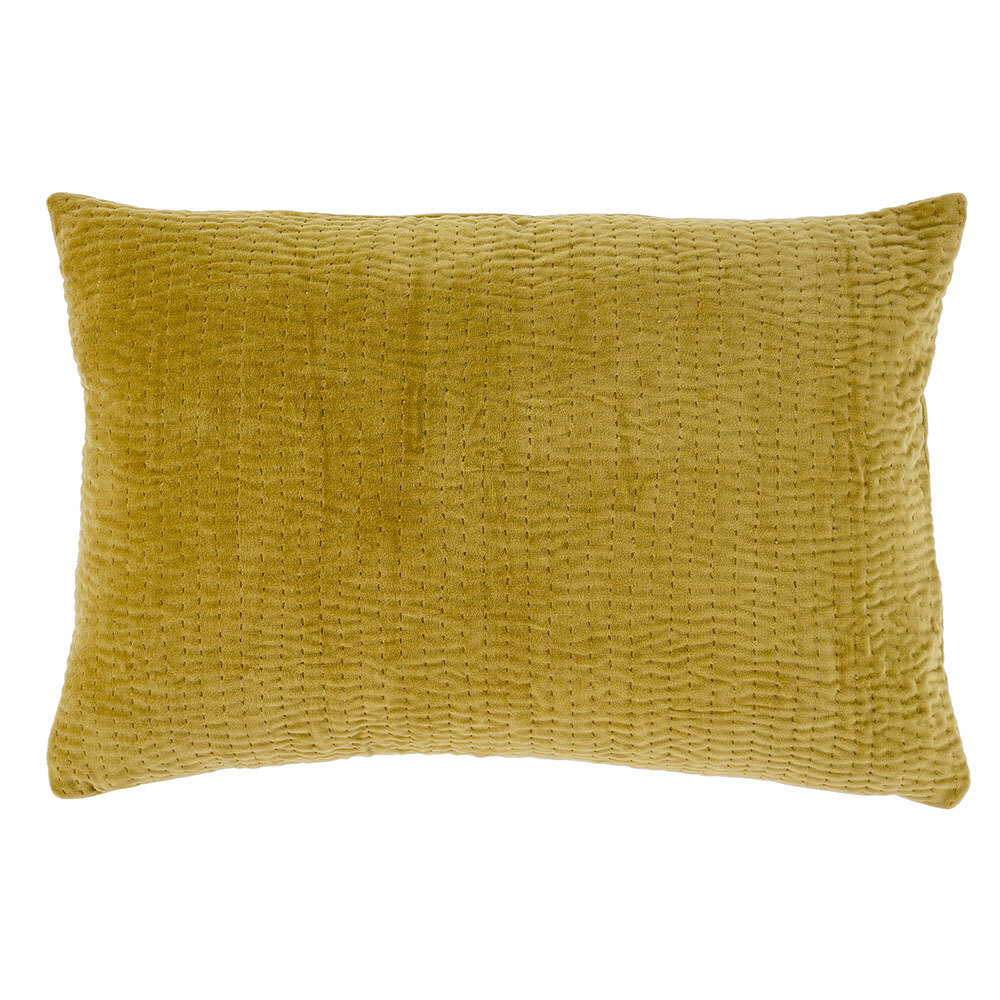 Velvet Kantha Pillow - Gold