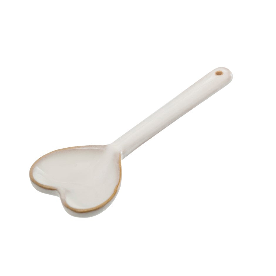 Heart Spoon Ceramic - White