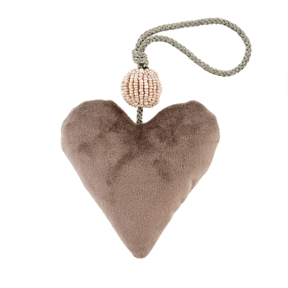 Velvet Heart Ornament - Grey