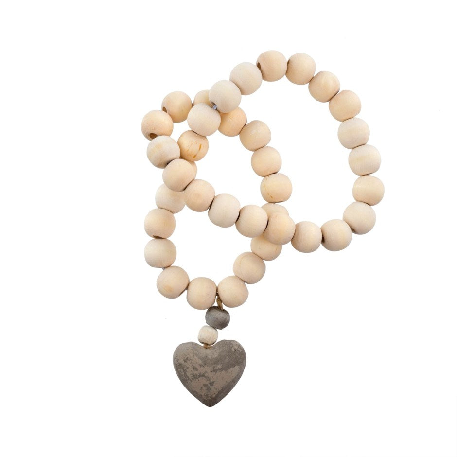Heart Blessing Beads - Natural Wood & Concrete