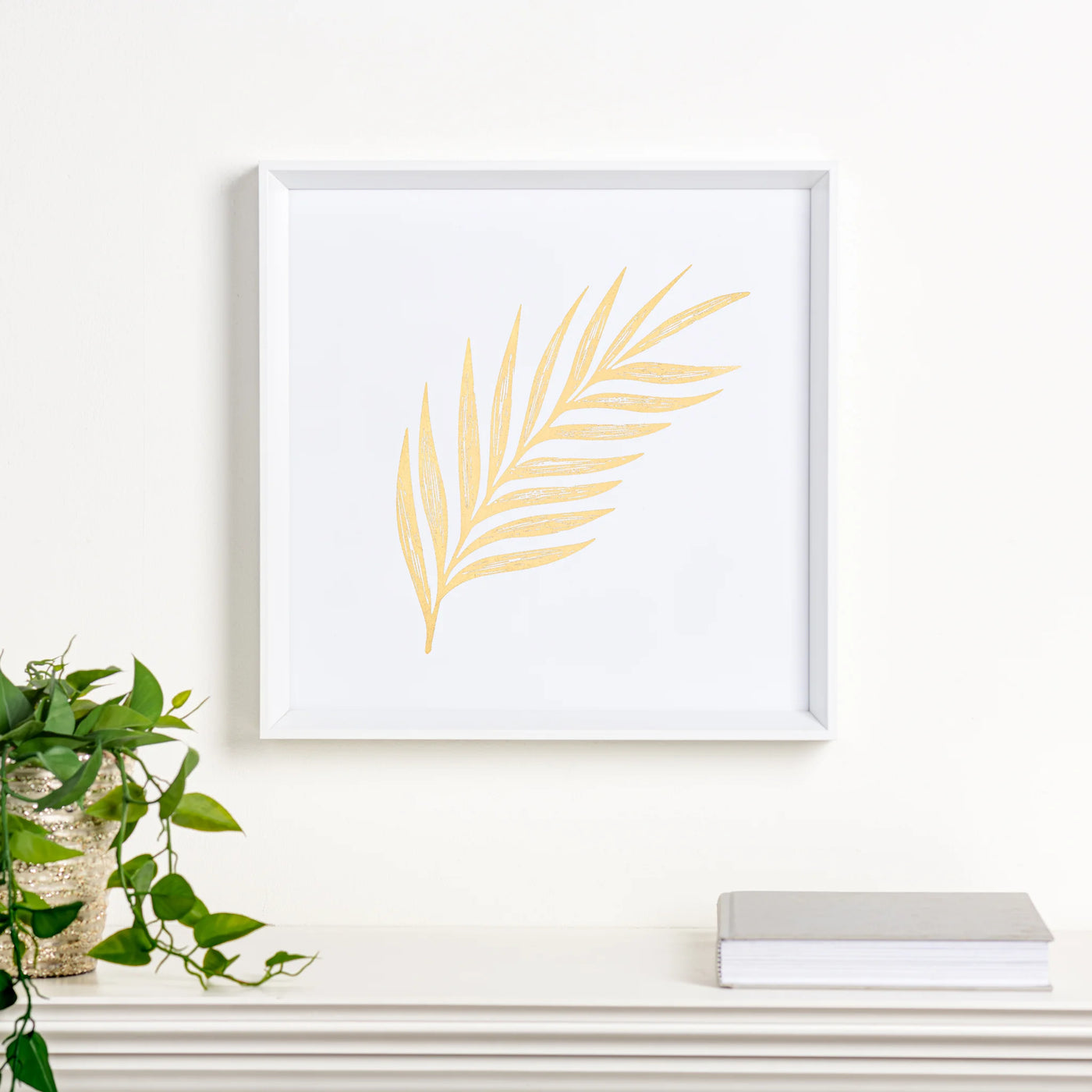 Gold Feathered Palm Leaf Print