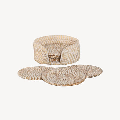 Coasters Rattan Set of 6 - Whitewash