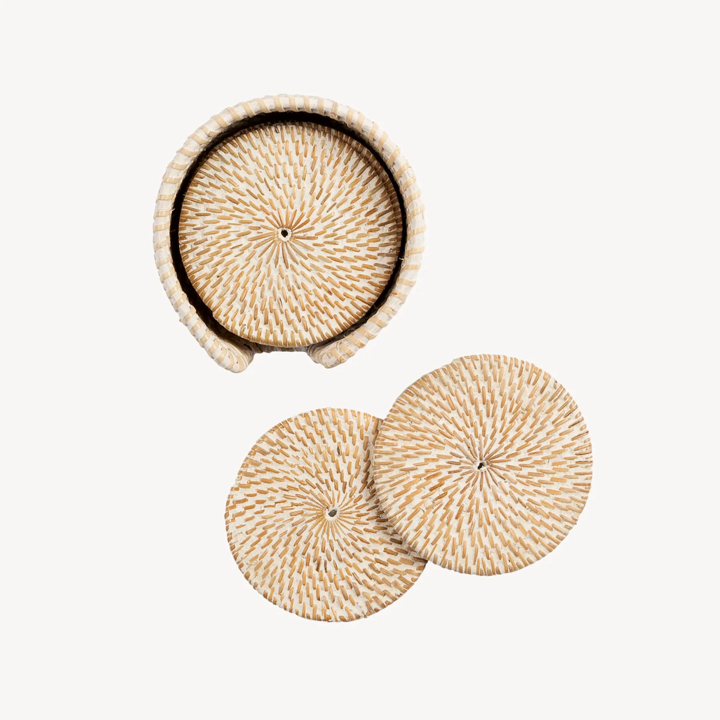 Coasters Rattan Set of 6 - Whitewash