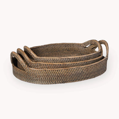 Oval Rattan Tray - Umber LARGE