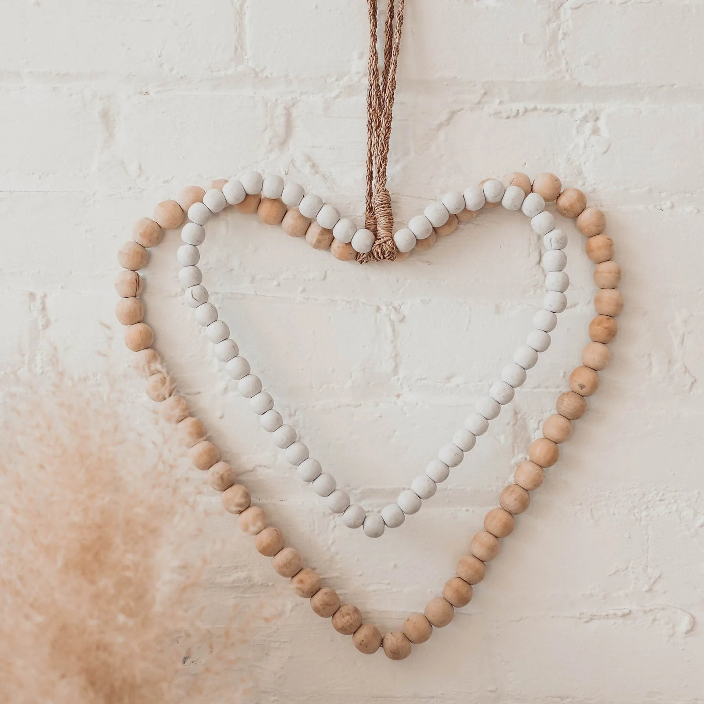 Beaded Heart - Large Natural