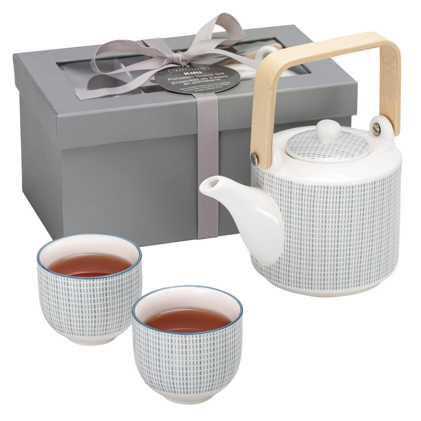 Kiri Teapot Set - 3 piece in gift box - Grey/Blue