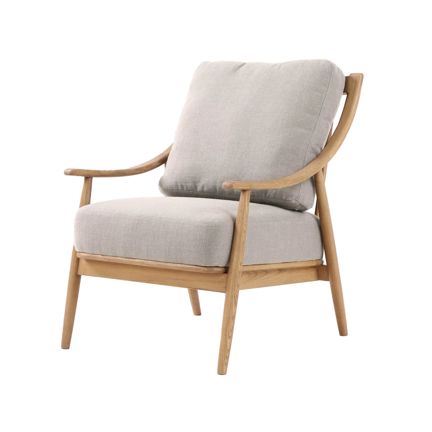 Kinsley Club Chair - Light Linen Fabric/Natural Ash Wood