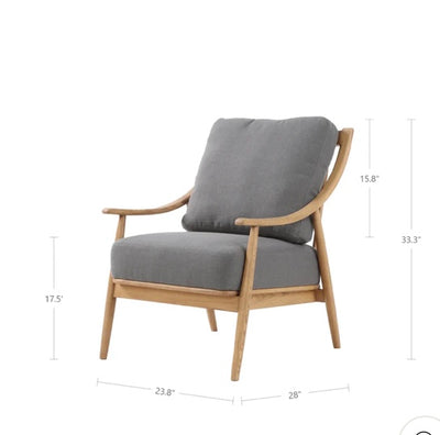 Kinsley Club Chair - Stormy Grey Fabric/Natural Wood