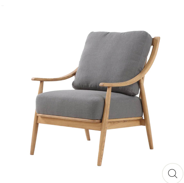 Kinsley Club Chair - Stormy Grey Fabric/Natural Wood