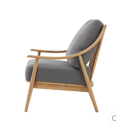Kinsley Club Chair - Stormy Grey Fabric/Natural Wood