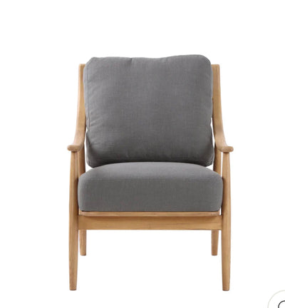 Kinsley Club Chair - Stormy Grey Fabric/Natural Wood