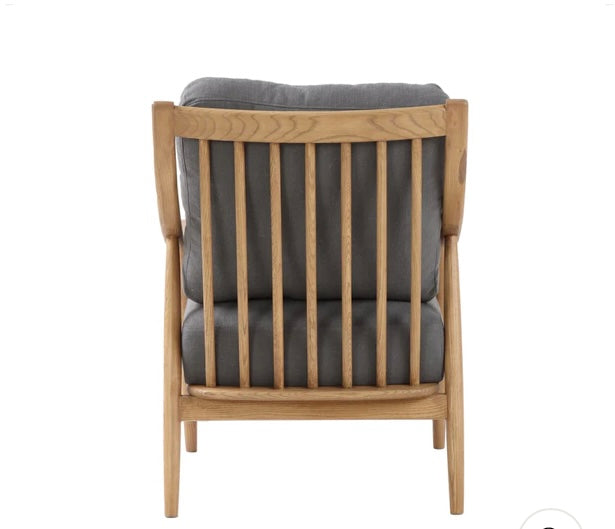 Kinsley Club Chair - Stormy Grey Fabric/Natural Wood