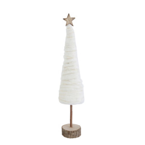 Wool Christmas Tree w/ Star 18" - Cream